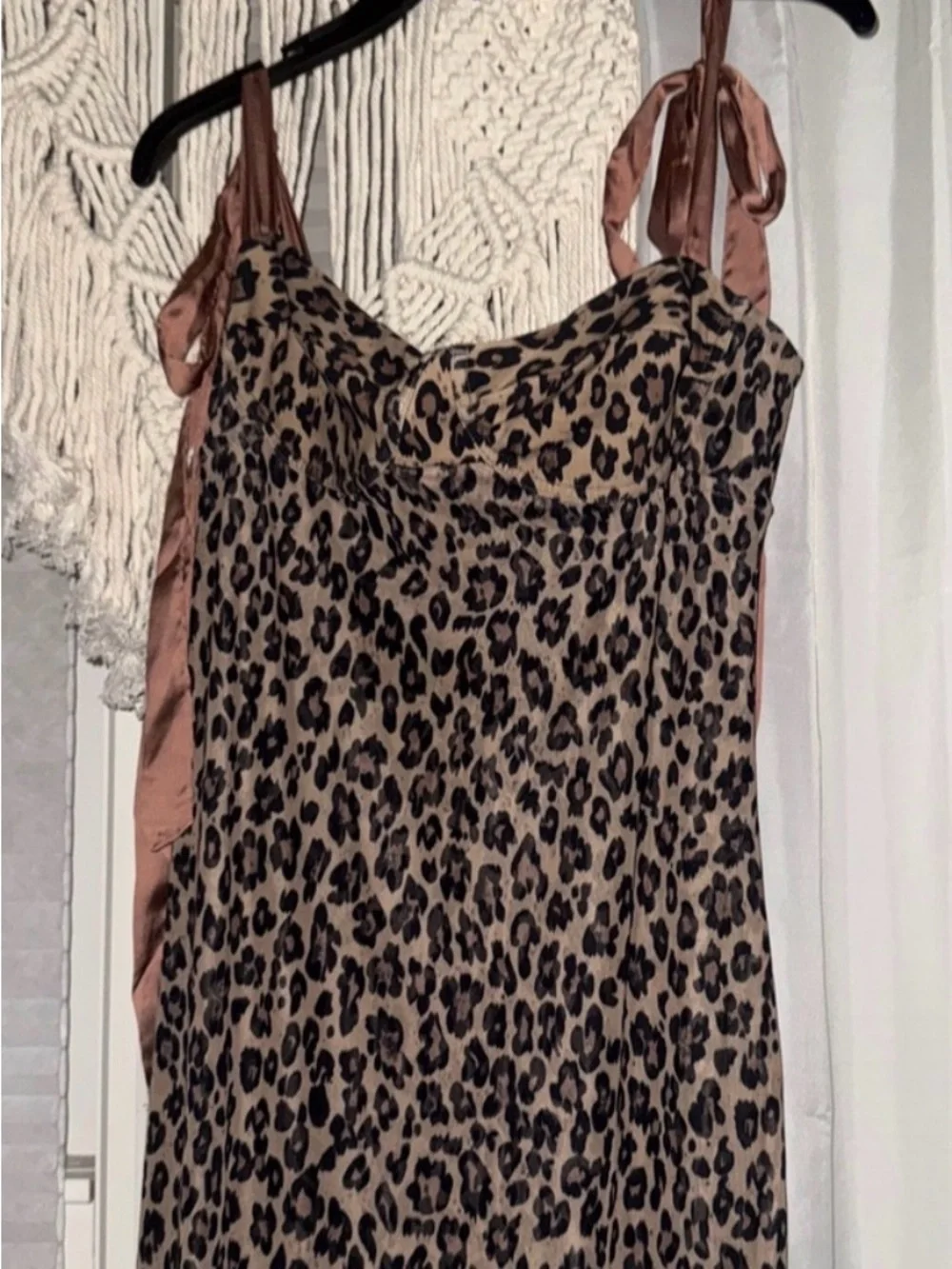 Free People Leopard Print Mesh Slip Midi Dress in Tan and Black - Picture 4 of 6